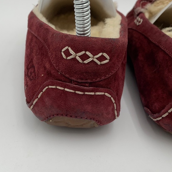 UGG Burgundy Suede Moccasin Slippers Size 7 - Picture 8 of 14